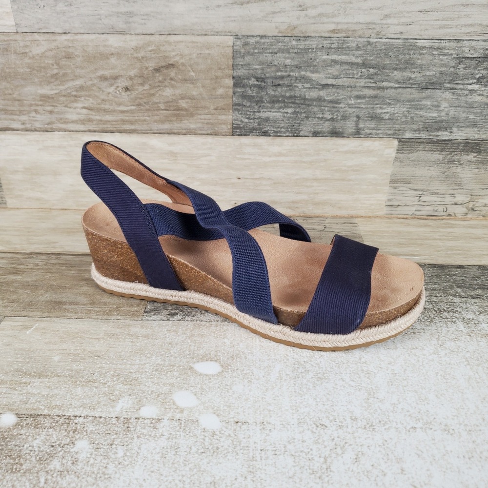 LifeStride Breeze Womens Wedge Sandal Sz 8 M Blue Comfort Open Toe Backstrap